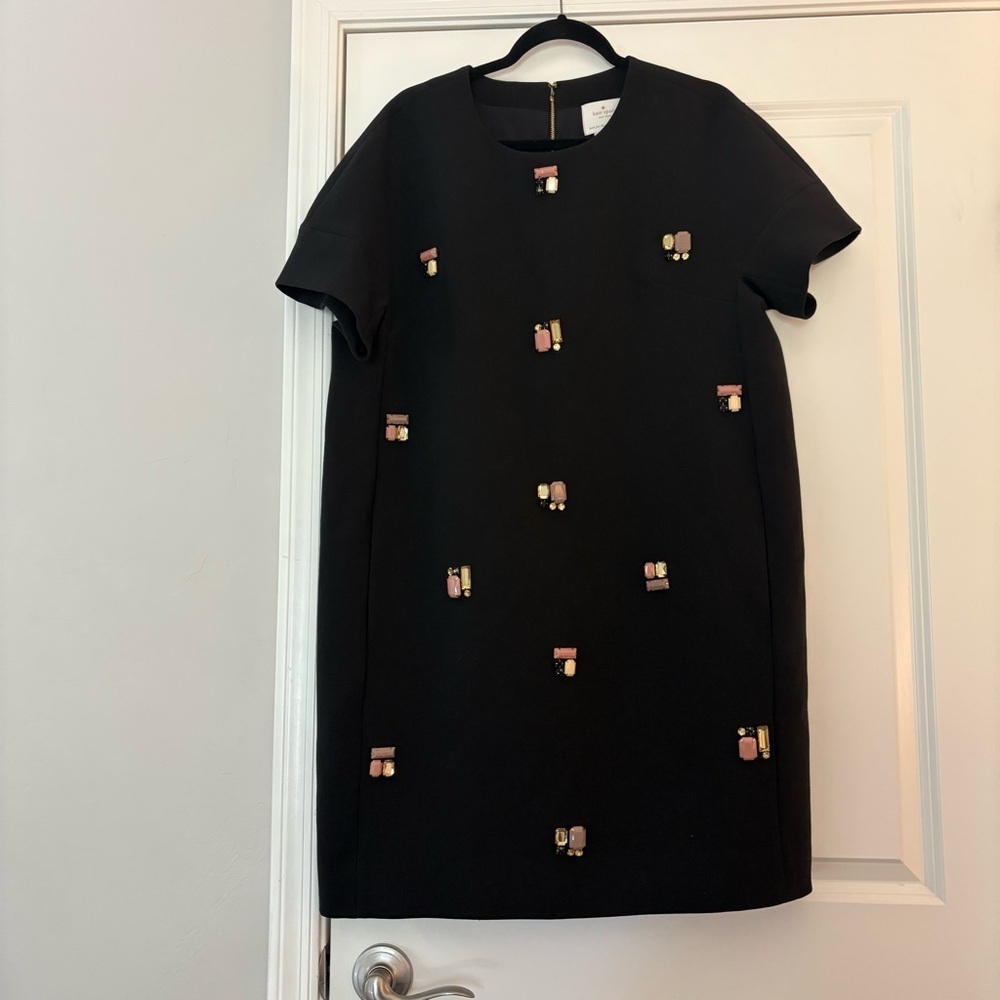 Kate Spade Women’s Black Embellished Short Sleeve Shift Dress - Picture 3 of 12